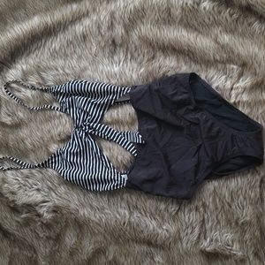 Urab Outfitters Stripped Cut Out One Piece Swimsuit - M